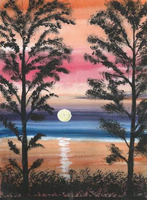 watercolor sunset painting