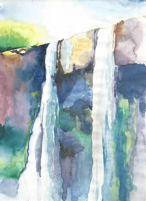 watercolor waterfall painting