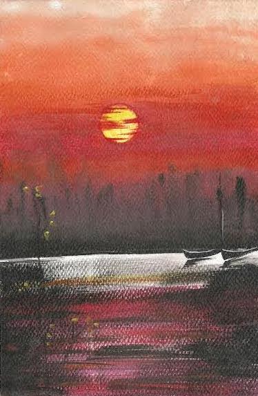red sky painting