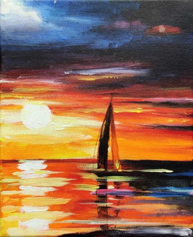 ocean painting sunset