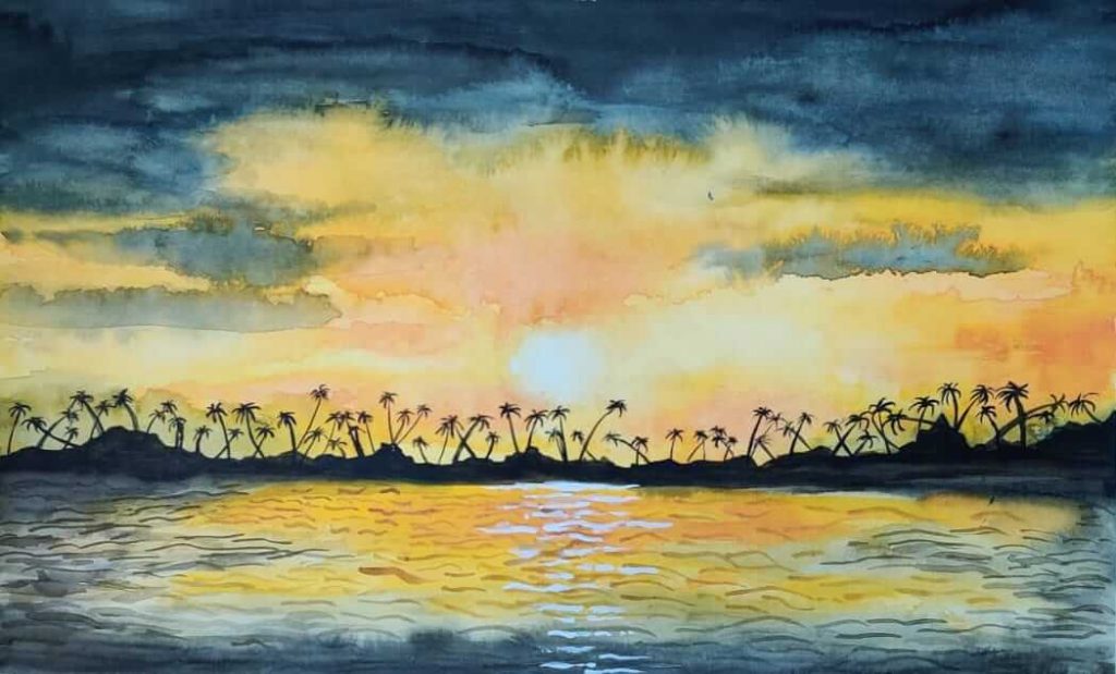 ocean painting sunset