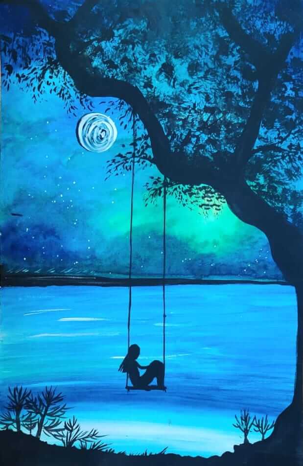 watercolor night sky painting