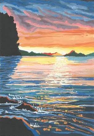 ocean painting sunset
