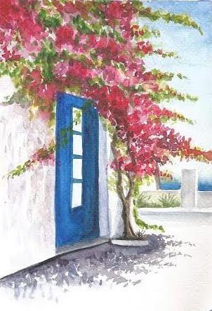 watercolor painting cherry blossom